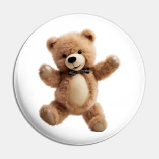 Cute Dancing Teddy Bear with Bow Tie Design Pin