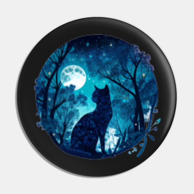 moonlight blue galaxy forest cat - Blue - Pin