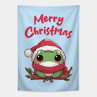 Merry Christmas Cute Frog Tapestry