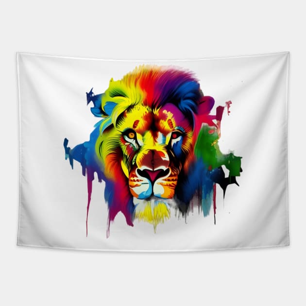 colorful lion Tapestry by mdr design