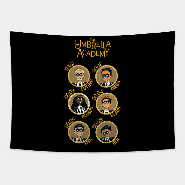 UMBRELLA ACADEMY: ALL CHARACTERS CARTOON Tapestry by FunGangStore