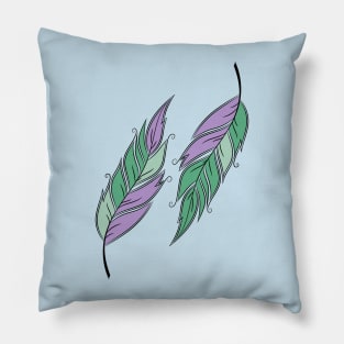 Two colored feathers. Pillow