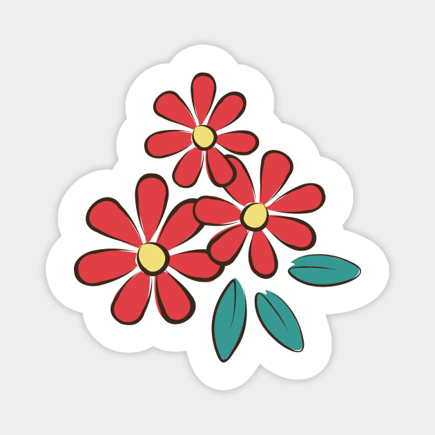 Red Daisy Magnet by SWON Design