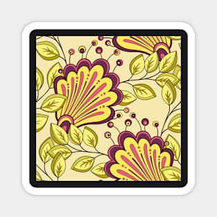 Spring Pattern with Vintage Floral Motif Magnet