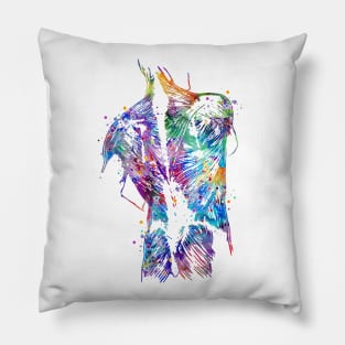 Human Back With Muscles Blue Purple Watercolor Gift Pillow