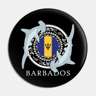 Hammerhead Shark Flag of Barbados Pin