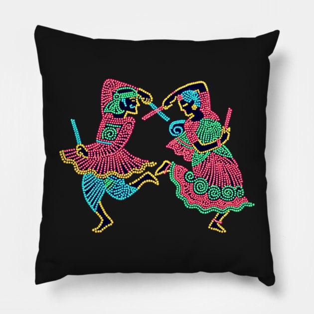 Indian Folk Dancers Pillow by doniainart