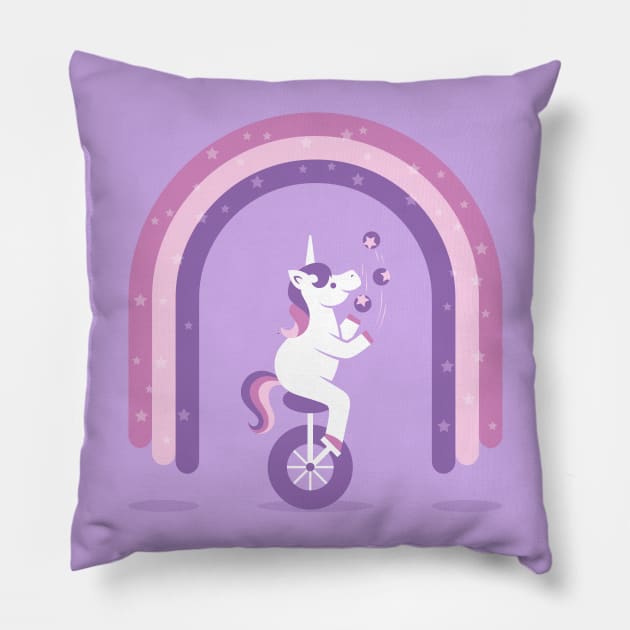 Unicycle Unicorn Pillow by slugbunny