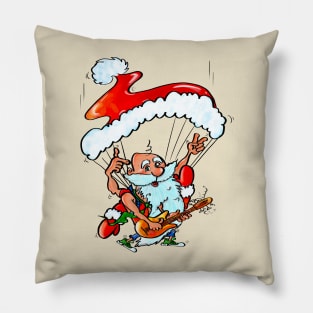 Santa Claus Playing Guitar and Skydiving Pillow