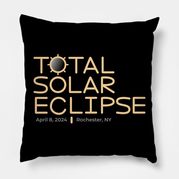 Total Solar Eclipse 2024, Rochester, NY Pillow by KatelynDavisArt