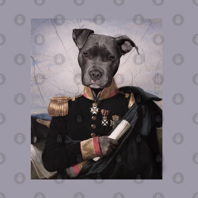 Painting Black Pit Bull Dog Portrait Art by badCasperTess