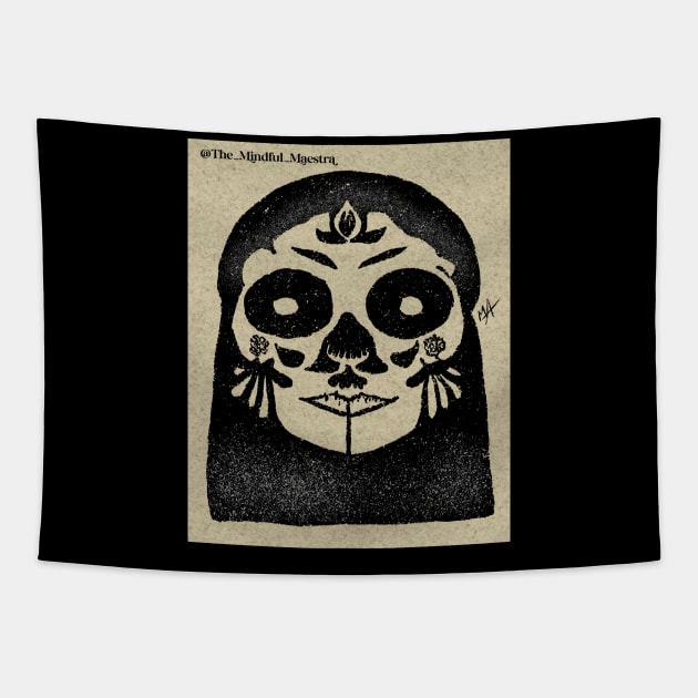 Doña calaca Tapestry by The Mindful Maestra