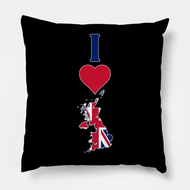 I Love the United Kingdom Vertical I Heart UK Flag Map Pillow by Sports Stars ⭐⭐⭐⭐⭐