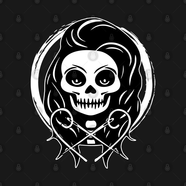 Female Craft Artist Skull and Needles White Logo by Nuletto