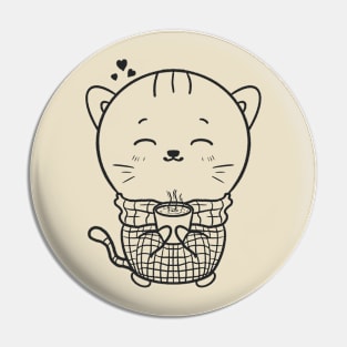 Cut cat and warm coffee Pin