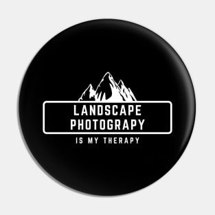 Landscape Photography is my therapy text design with mountains for nature photographers Pin