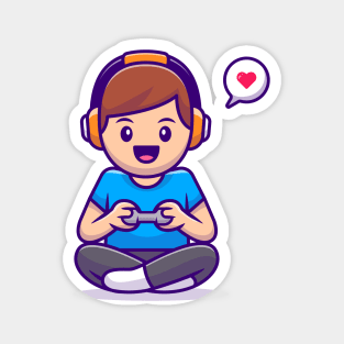 Cute Boy Playing Game Magnet