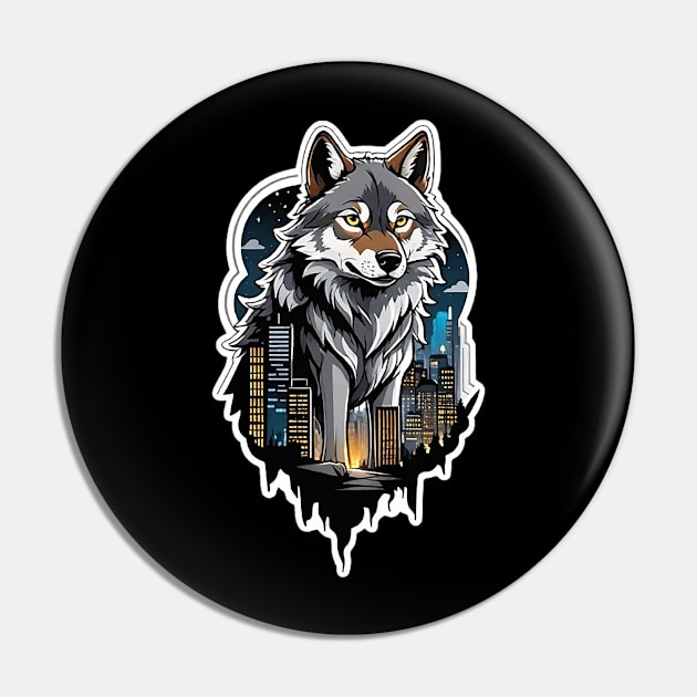 Allein in der Stadt: Der einsame Wolf Pin by shirtsandmore4you