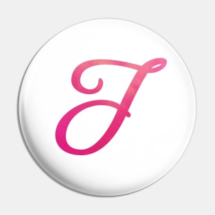 Letter J Monogram, Pink Color Personalized Design Pin