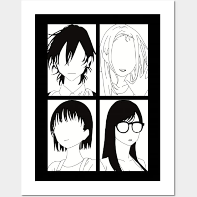 Summertime Render or Summer Time Rendering All Anime Characters in Black  and White Minimalist 4 Panels Pop Art Design - Summer Time Rendering -  Posters and Art Prints