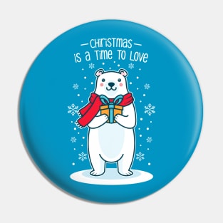 Polar Bear Christmas Gift Pin