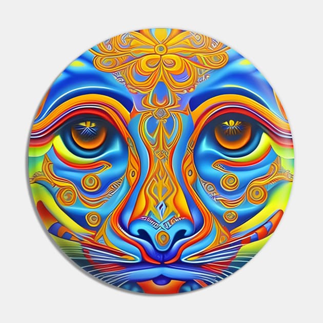 Kosmic Kitty (21) - Trippy Psychedelic Cat Pin by TheThirdEye