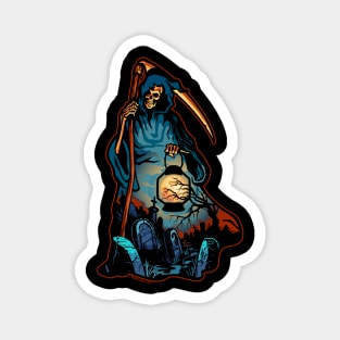 Grim Reaper Graveyard Scene Magnet