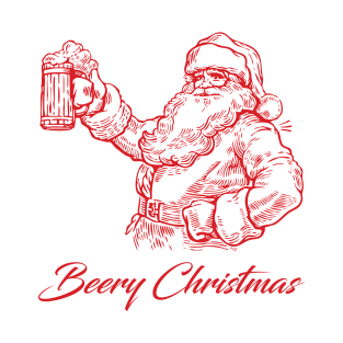 Beery Christmas Santa Claus holding a glass of beer T-Shirt