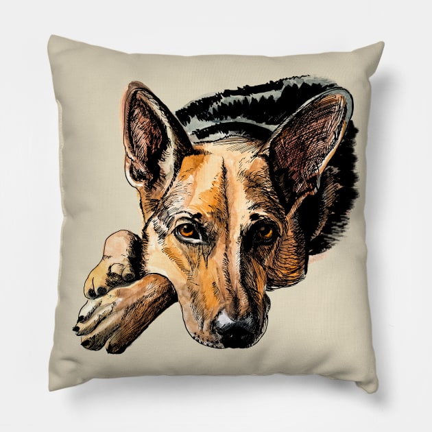 German shepherd Pillow by VicaVeresk