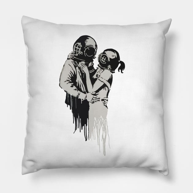 BANKSY Think Tank Couple Pillow by inkstyl