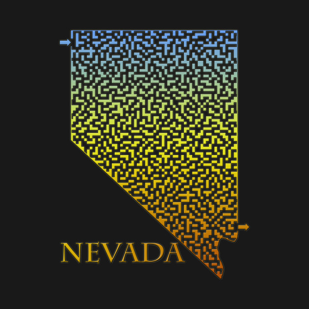 Disover State of Nevada Colorful Maze - Nevada - T-Shirt