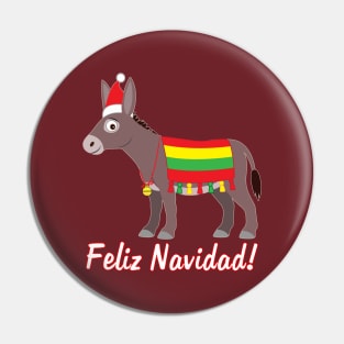 Feliz Navidad! Burro Dressed for the Holidays Pin