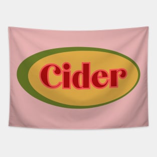 Cider! Retro Vintage Gold and Olive Decal Style Tapestry