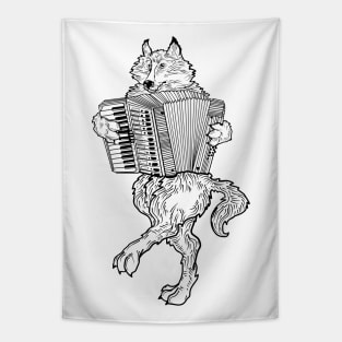 SEEMBO Wolf Playing Accordion Accordionist Musician Fun Band Tapestry