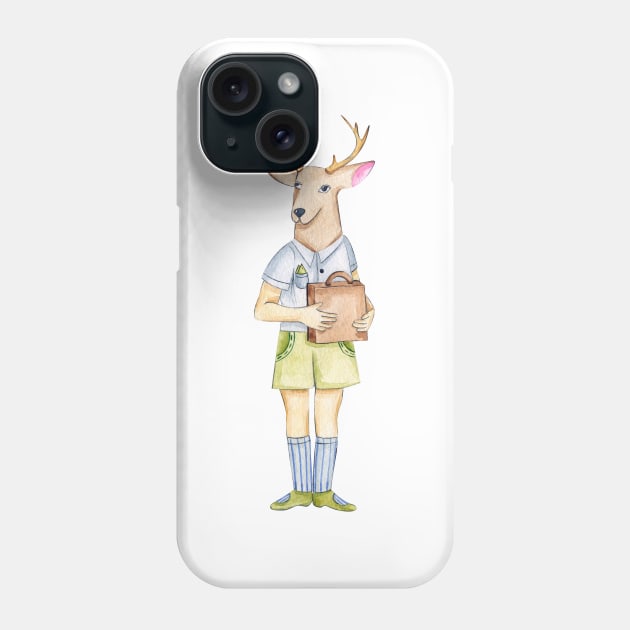 Funny Vintage Deer in Retro Style Phone Case by XOZ