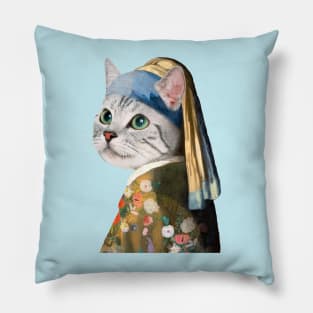 Kitty without a pearl earring Pillow