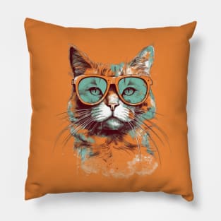 Modern ginger cat with sunglasses Pillow