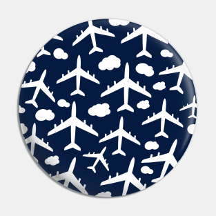 Blue flying airplanes aircraft pattern Pin