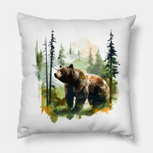 Brown Bear Forest Pillow