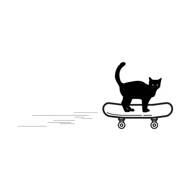 Black Cat On Skateboard by Yayatachdiyat0