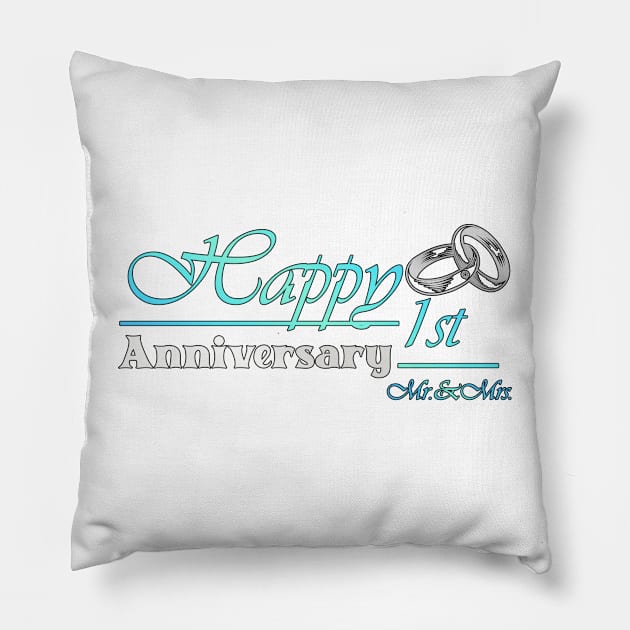 Happy 1st Anniversary-ORIGINAL DESIGN-Anniversary Gifts-Anniversary t-shirt Pillow by KrasiStaleva