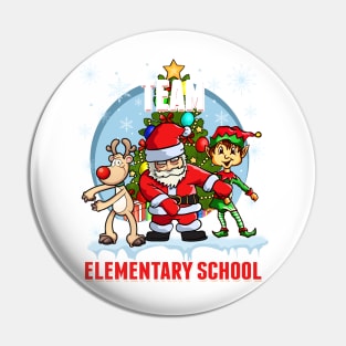 Team Elementary School Santa Elf Reindeer Flossing Christmas Pin