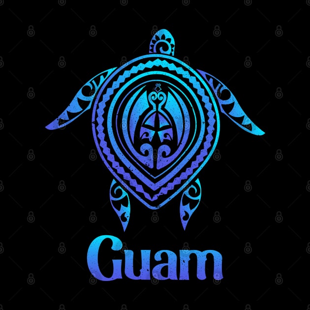 Guam Island Sea Turtle Blue Sea Tribal Pattern Hafa Adai by kalponik