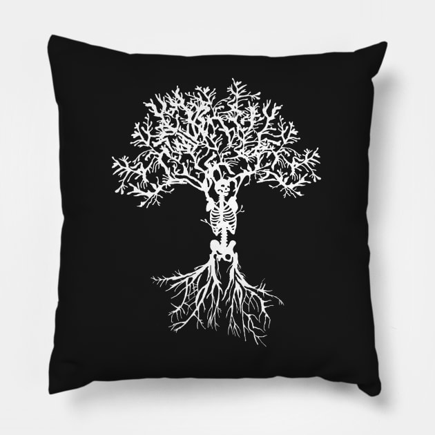 Skeleton Tree Pillow by deadlydelicatedesigns