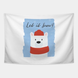 Let it Snow! Cute Polar Bear Tapestry