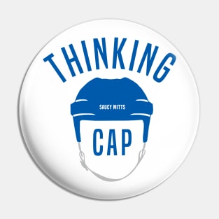 Blue Hockey Helmet Thinking Cap Pin