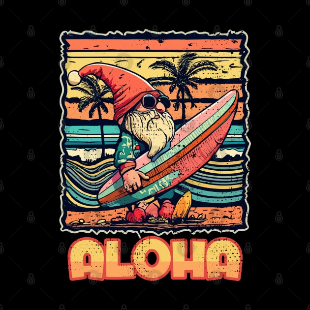 Aloha Surf Hawaii Vintage Christmas Gnome by Tezatoons