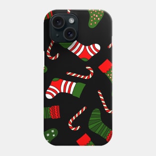 black christmas stockings candy cane xmas candies Phone Case