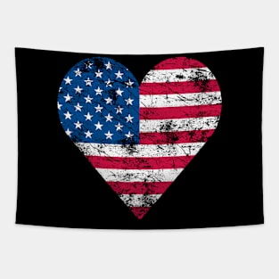 Heart Shape USA American Flag Patriot Tapestry