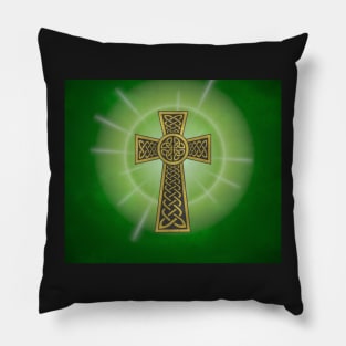 Celtic Cross on a Field of Green Pillow